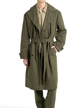 Alex Mill Cotton Blend Trench Coat Belted Classic Minimalist Evergreen Medium